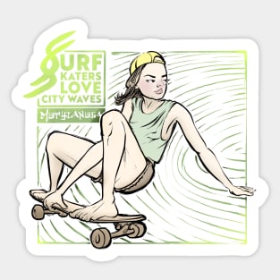 Surfskaters love city waves Sticker